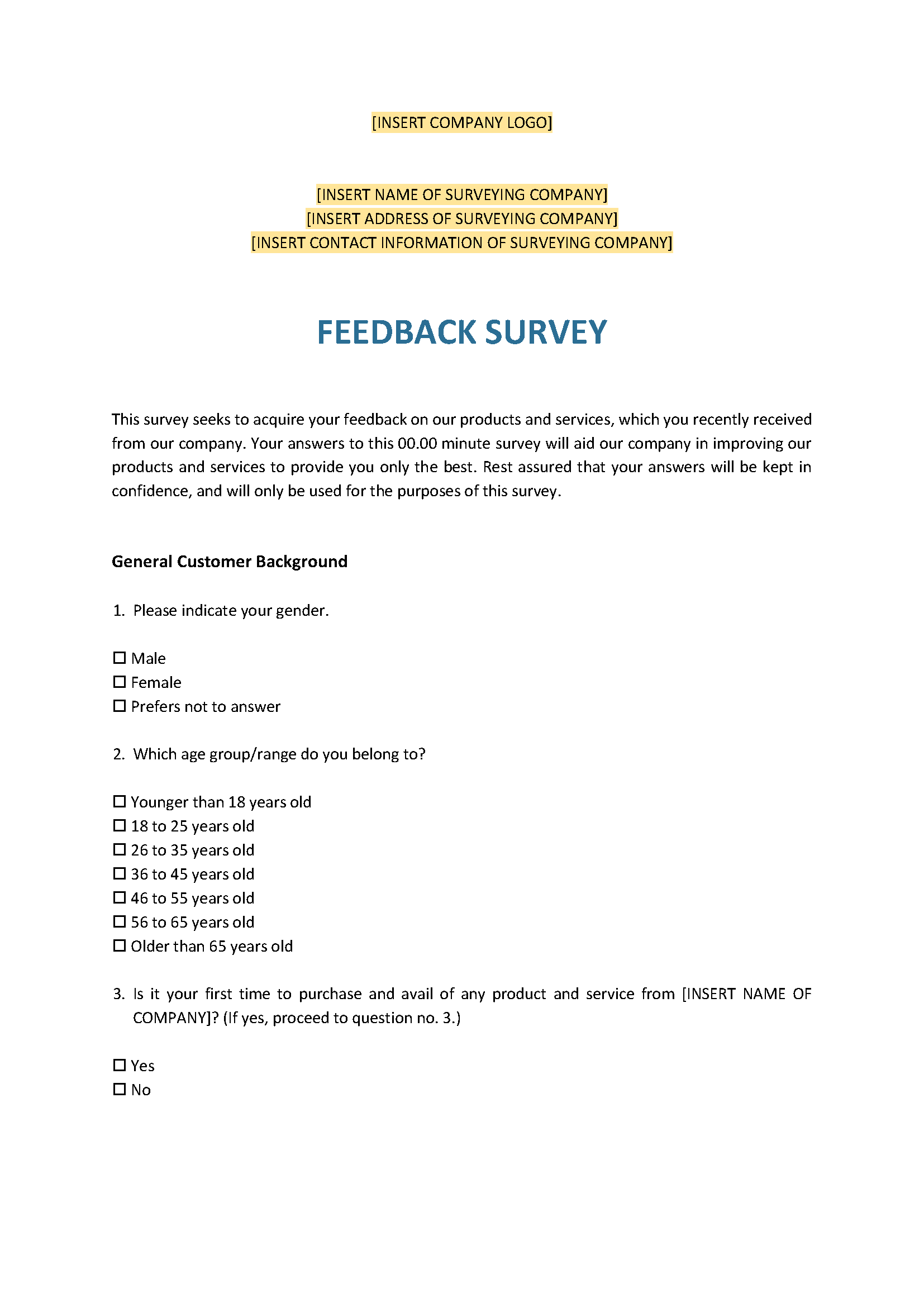 Feedback Survey Template